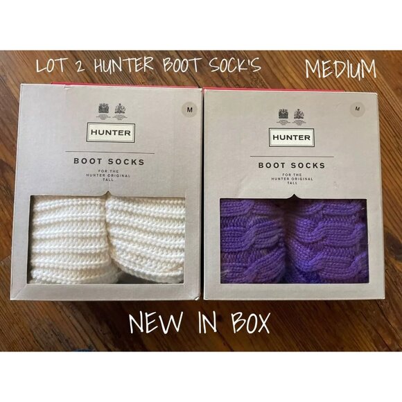 Hunter Original Tall Cable Knit Boot Socks - Medium, 2-Pack, New In Box - Picture 1 of 4
